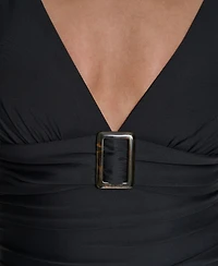 Dkny Women's Buckle Front Removable Cups One-Piece Swimsuit