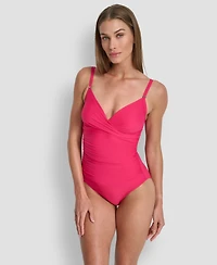 Dkny Women's Crossover Ruched One-Piece Swimsuit