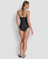 Dkny Women's Removable Cups Halter Neck One-Piece Swimsuit