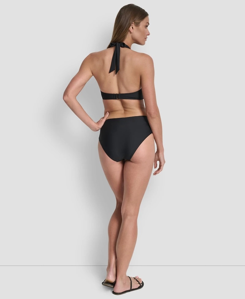 Dkny Women's Shirred Buckle Front V-Neck Halter Top