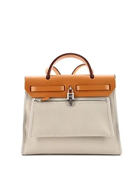 Pre-Owned Hermes 31 Herbag Zip Leather and Toile