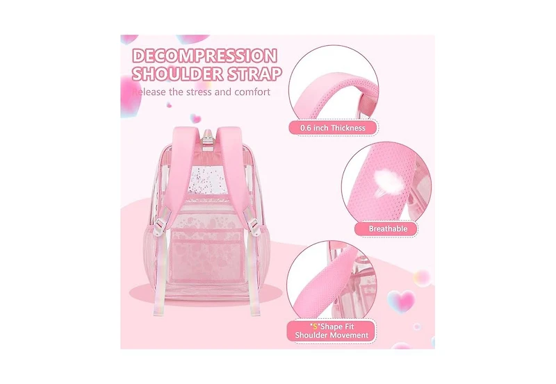 Batfox Clear Backpack for School Girls, Heavy Duty Tpu Transparent Backpack Stadium Events Approved, Clear Bookbag