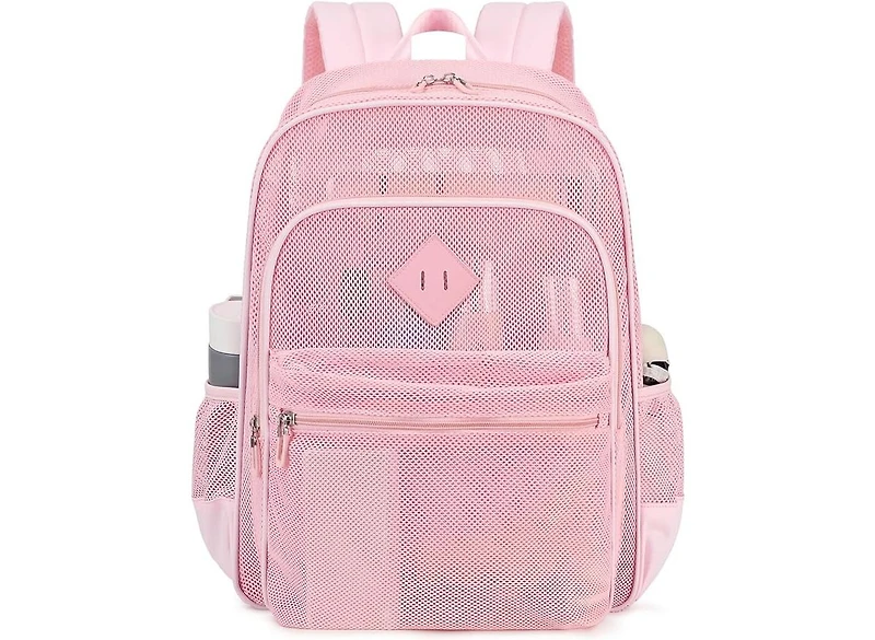 Mesh Backpack Heavy Duty, See Through School Backpack Transparent Bookbag for Swimming, Beach, Sports, Work, Travel