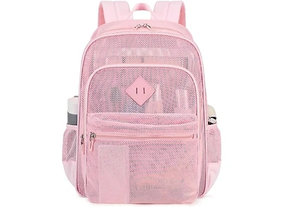 Mesh Backpack Heavy Duty, See Through School Backpack Transparent Bookbag for Swimming, Beach, Sports, Work, Travel