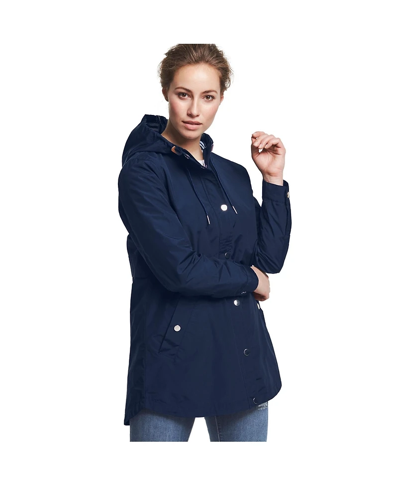 ellos Women's Snap-Front Hooded Raincoat