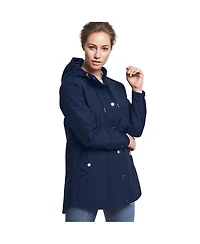 ellos Women's Snap-Front Hooded Raincoat