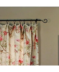 Ellis Curtain Balmoral 100 Percent High Quality Fabric Floral Print Rod Pocket Panel Window Curtain - 48 x63" Red