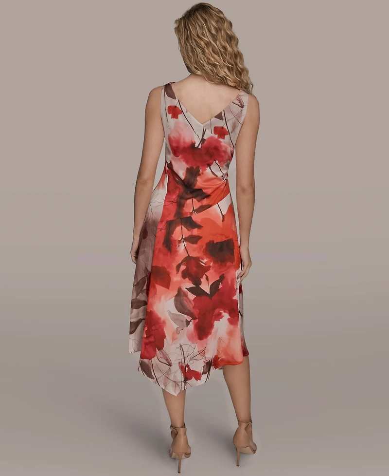 Donna Karan New York Women's Cowl Neck A-Line Midi Dress