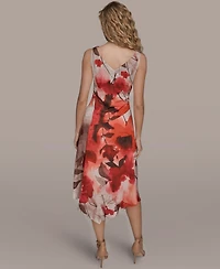 Donna Karan New York Women's Cowl Neck A-Line Midi Dress