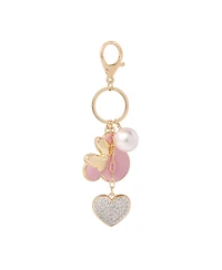 Disney Minnie Mouse Keychain with Pearl and Glitter Heart Charms