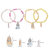 Bluey Beaded Bracelet Set, 4-Pack, Character Charms, Adjustable Stretch
