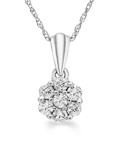 Macy's Diamond Cluster Pendant Necklace (1/4 ct. t.w.) in 14k White Gold