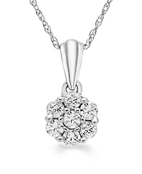 Macy's Diamond Cluster Pendant Necklace (1/4 ct. t.w.) in 14k White Gold