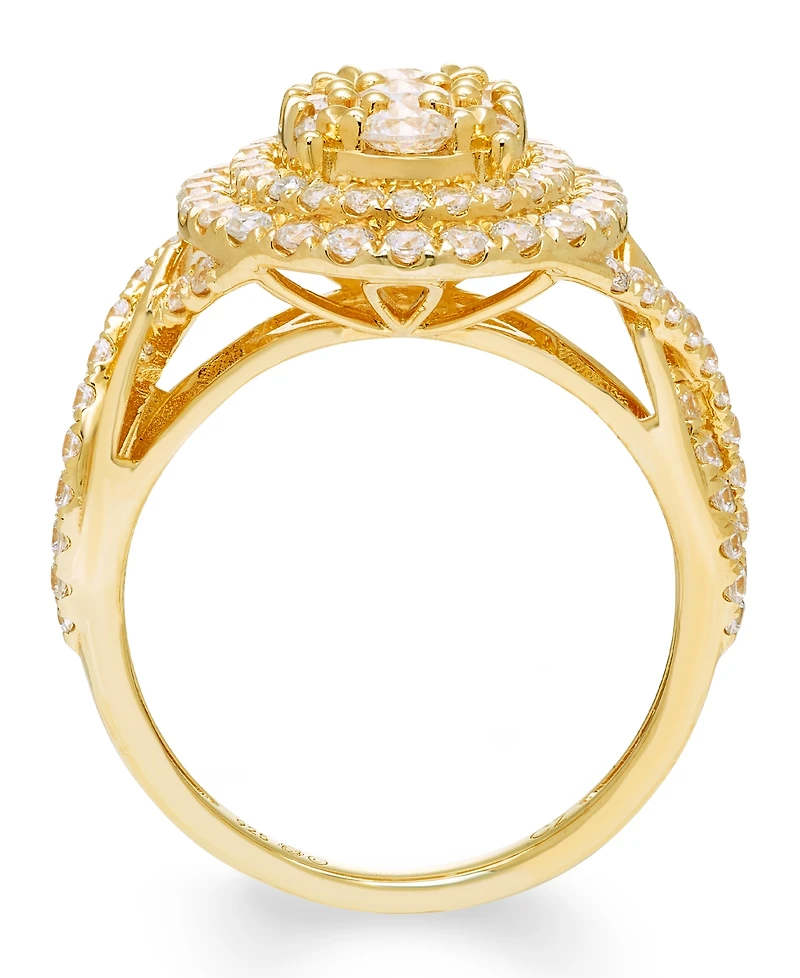 Macy's Diamond Cluster Halo Ring (1-1/2 ct. t.w.) in 14k Yellow Gold