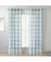 Habitat 100% Polyester Genesis Light Filtering Plaid Woven Grommet Curtain Panel 52" x 63" Grey