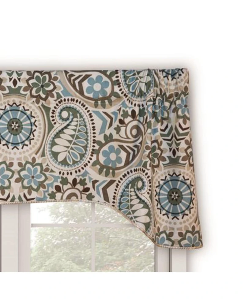 Ellis Curtain Paisley Prism Arch 3" Rod Pocket Valances for Windows 50" x 15" Latte