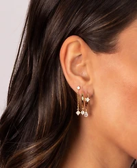 by Adina Eden Cubic Zirconia Dangling Gold Plated Drop Earring Combo Set