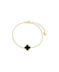 by Adina Eden Pave Outlined Gold Plated Four Leaf Clover Bracelet