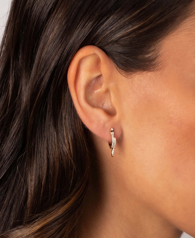 by Adina Eden Colored Gold Plated Eye Snake Huggie Earrings