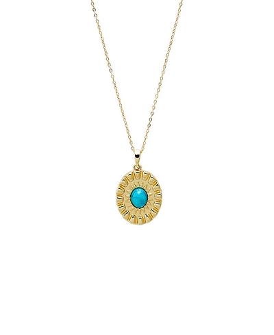 by Adina Eden Round Turquoise Stone Coin Necklace