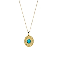 by Adina Eden Round Turquoise Stone Coin Necklace