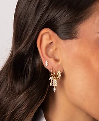 by Adina Eden Cubic Zirconia Gold Plated Marquise Dangling Fish Bone Huggie Earrings