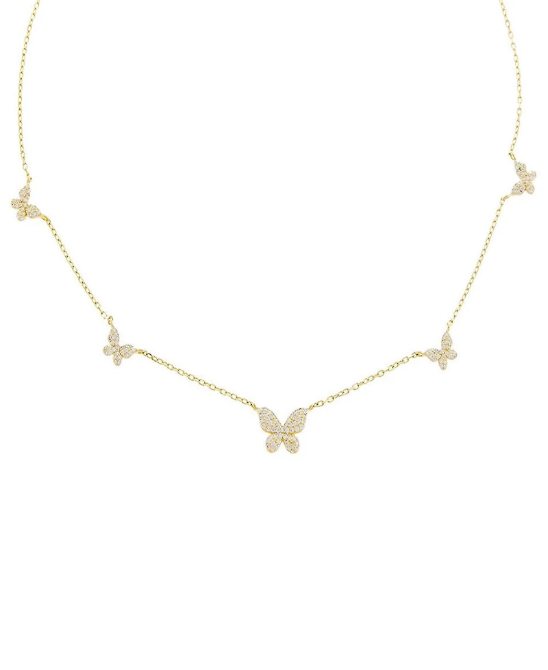 by Adina Eden Gold Plated Pave 5 Butterfly Necklace