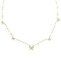 by Adina Eden Gold Plated Pave 5 Butterfly Necklace