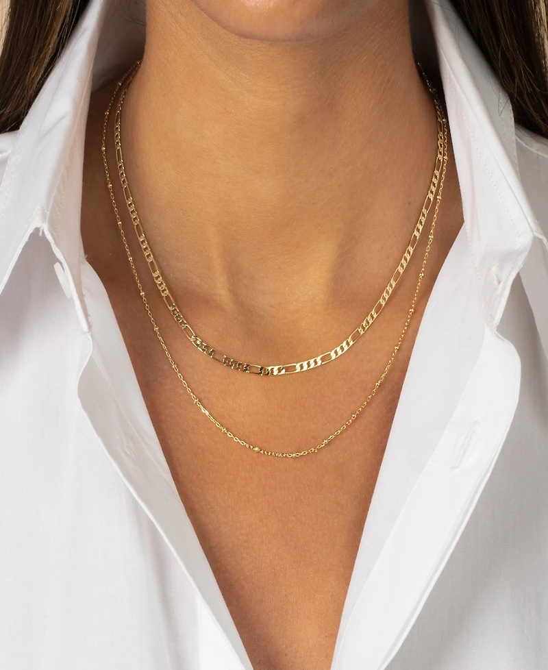 by Adina Eden Two In One Figaro X Ball Chain Necklace