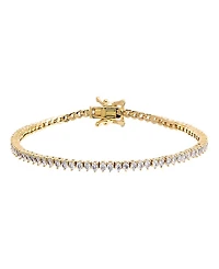 by Adina Eden Gold Plated Thin Three Prong Tennis Bracelet