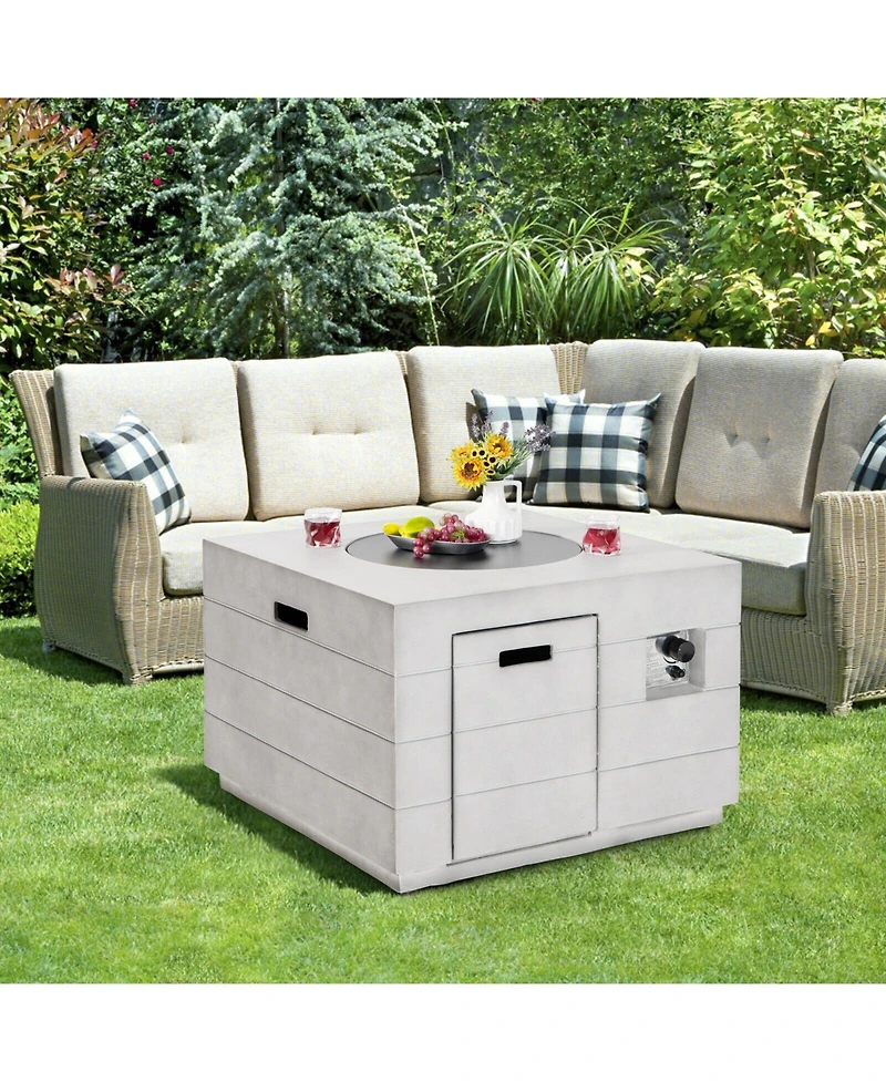 Mecale Lava Rocks and Cover 50,000 Btu with 34 Inch Square Concrete Propane Fire Pit Table