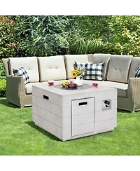 Mecale Lava Rocks and Cover 50,000 Btu with 34 Inch Square Concrete Propane Fire Pit Table