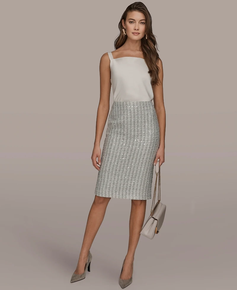 Donna Karan New York Women's Sequin Detail Pencil Midi Skirt
