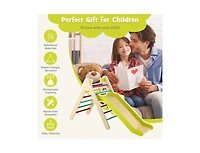 2-in-1 Wooden Triangle Climber Set with Gradient Adjustable Slide