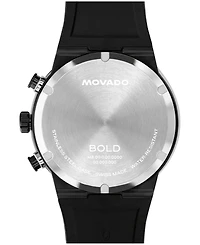 Movado Men's Bold Fusion Swiss Quartz Chrono Black Silicone Watch, 44.50mm
