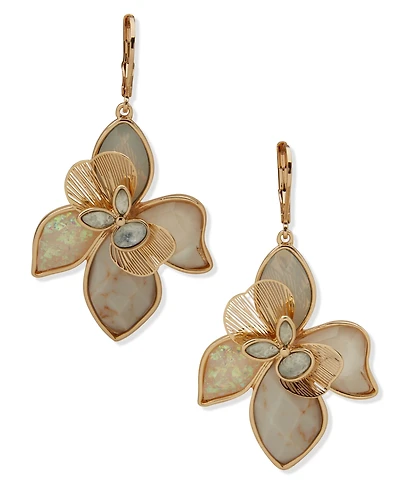 lonna & lilly Multi-Stone Large Flower Drop Earrings
