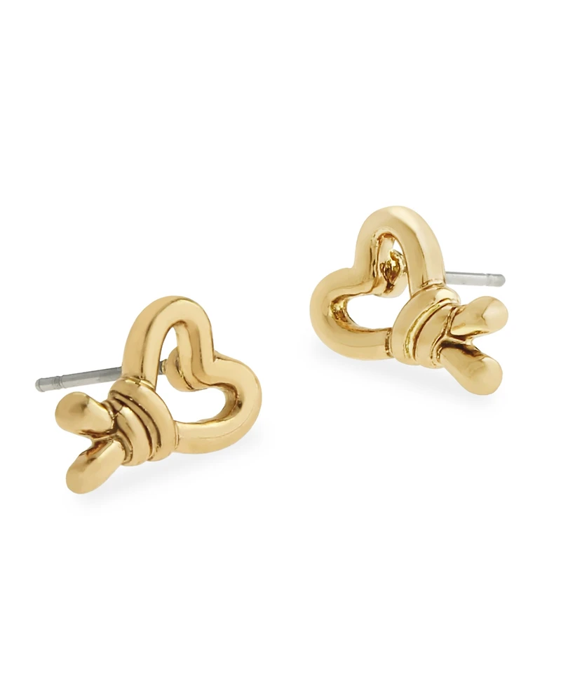 Steve Madden Rhodium Heart Knot Stud Earrings
