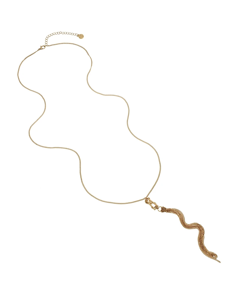 Steve Madden Gold Signature Logo Y Necklace