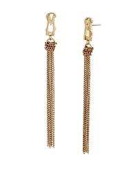 Steve Madden Gold Signature Logo Fringe Earrings