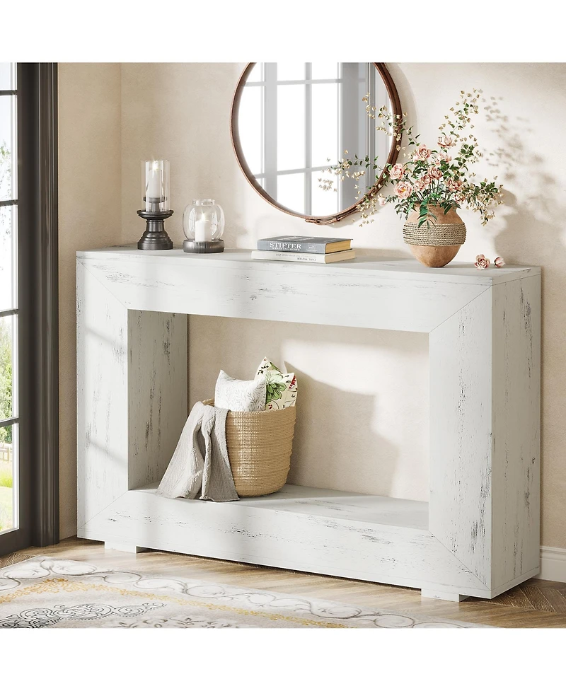 Tribesigns Farmhouse Console Table, 47 Inches Entryway Console Table with Storage, Industrial Hallway Accent Table for Living Room, Entrance