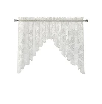 Habitat Limoges Sheer Rod Pocket Delicate Scalloped Bottom Hem Floral Lace Design Swag Valance Set 72" x 32"
