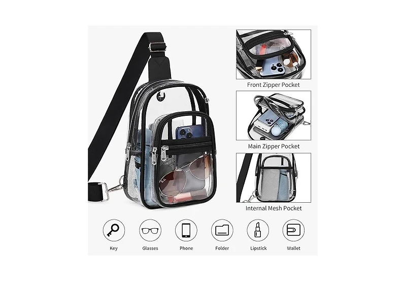 Batfox Clear Backpack Purse Crossbody Fanny Pack Clear Bag for Women