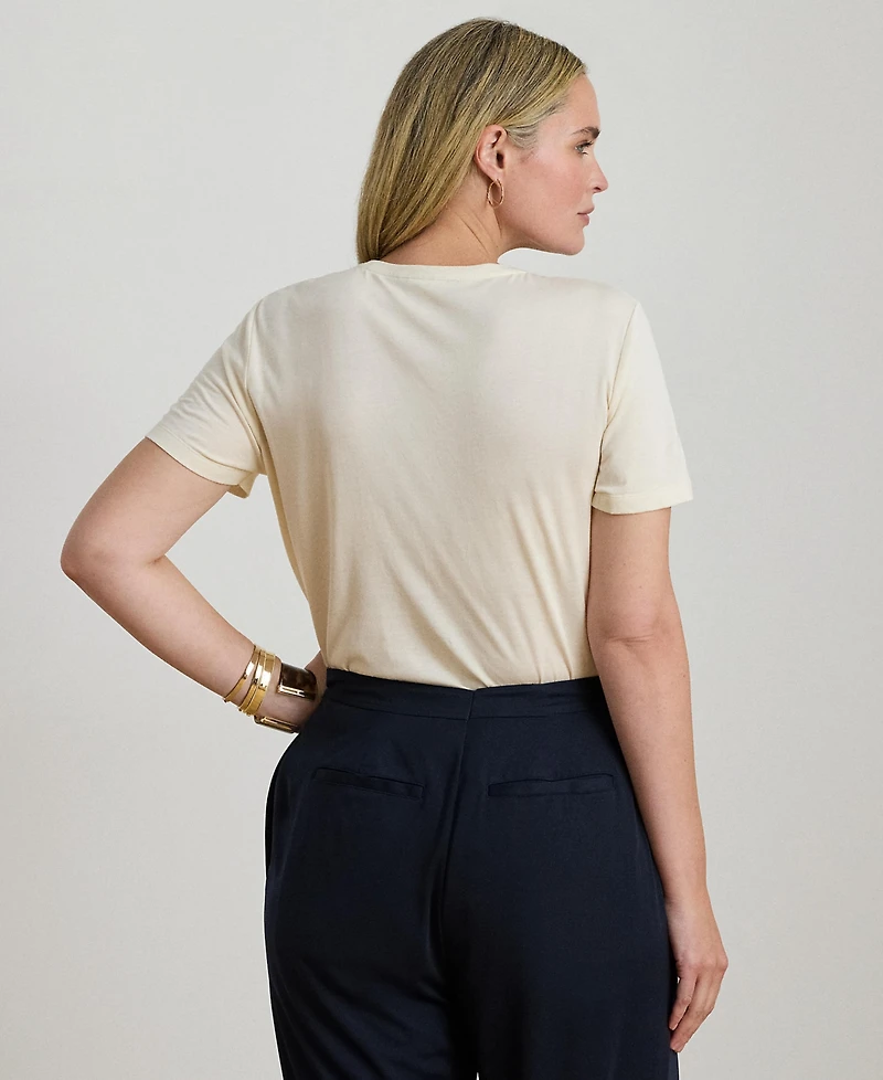 Lauren Ralph Plus Embroidered Crest Crewneck T-Shirt