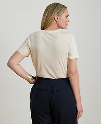 Lauren Ralph Plus Embroidered Crest Crewneck T-Shirt