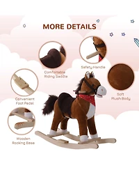 Qaba Kids Ride on Rocking Horse Plush Toy with Realistic Sounds