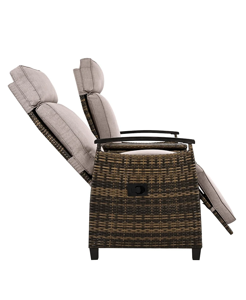 Mondawe Outdoor Patio Rattan Round Daybed with Retractable Canopy and Removable Cushions