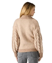 Steve Madden Women's Michaella Cable Collared Cardigan Sweater
