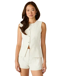 Steve Madden Women's Wesley Short-Sleeve Button Front Top