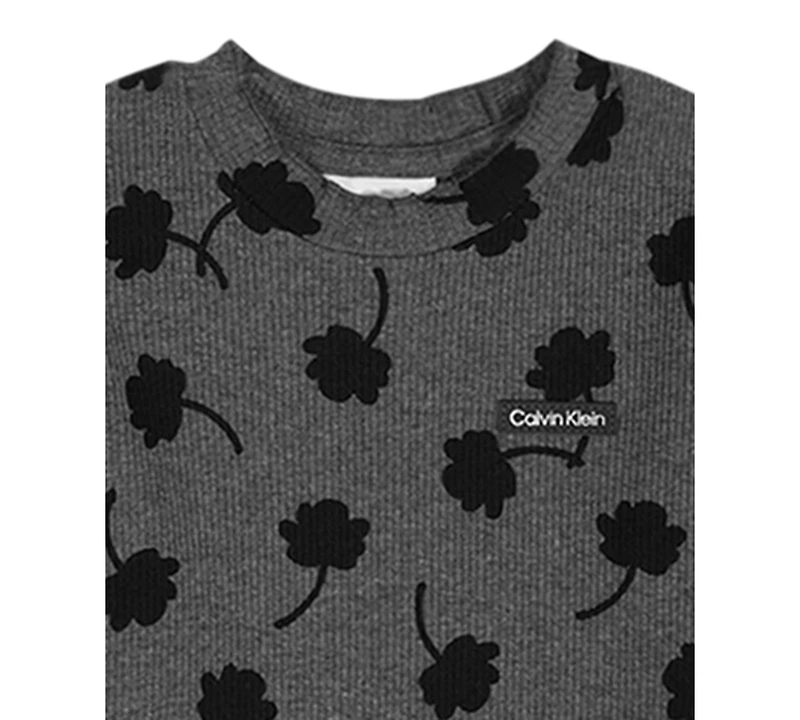 Calvin Klein Girls Toddler 2T-4T Long-Sleeve Top and Pants, 2-Piece Set