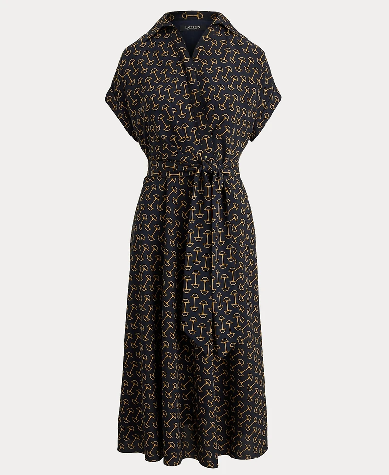 Lauren Ralph Women's Geo-Print Belted Dress
